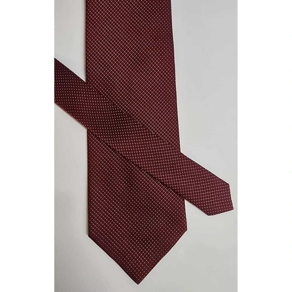 Daniel De Fasson Necktie Mens Burgundy Geometric 100% Silk Business Formal Wear